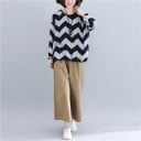 Dámská oversize mikina se vzorem Volný střih se spadlými rameny Kulatý výstřih Dlouhé rukávy Polyester s bavlnou a spandexem 2