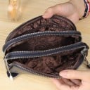 Dámska peňaženka do ruky z pravej kože Tri oddelenia na zips Poutko na zápästie Priestor na mobilný telefón a bankovky 17,5 x 10 x 4 cm 8
