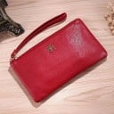 Dámska peňaženka psaníčko na zips s poutkom na zápästie Plochá peňaženka z PU kože so zrnitým povrchom a kovovou ozdobou 20 x 12 cm 2