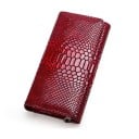 Dámska peňaženka s lesklým hadím vzorom Reliéf šupín Zapínanie na klopu Pravá koža a polyester Elegantný doplnok do kabelky 2