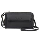 Dámská peněženka přes rameno na šířku Dva oddíly na zip Přední kapsa s klopou Popruh 62 cm s přezkou PU kůže a polyester 20 x 11 x 6 cm 2