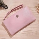 Dámská peněženka psaníčko na zip s poutkem na zápěstí Plochá peněženka z PU kůže se zrnitým povrchem a kovovou ozdobou 20 x 12 cm 7