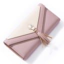 Dámská peněženka se střapcem a kulatou ozdobou Dvoubarevný design ve tvaru obálky s krémovým dílem PU kůže 18,8 x 9 x 3 cm 3
