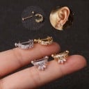 Dámská piercingová náušnice do chrupavky ucha Rovná tyčinka s kuličkou Drobná ozdoba se třpytivými zirkony Bižuterní kov Jemný design 1 ks 32