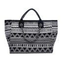 Dámská plátěná kabelka s geometrickým vzorem 31 x 24 x 16 cm Krátká ucha do ruky Řetízkové popruhy přes rameno Plátno a polyester 1