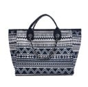Dámska plátená kabelka s geometrickým vzorom 31 x 24 x 16 cm Krátke uši do ruky Reťazkové popruhy cez rameno Plátno a polyester 2