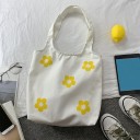 Dámska plátená taška cez rameno s potlačou veľkých kvetov Jednoduchý shopper so širokými uchami Plátno a polyester 36 x 37 cm 5