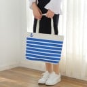 Dámská plátěná taška přes rameno na zip 42 x 30 cm Nákupní taška s látkovými uchy Hravý potisk zvířátek nebo pruhovaný vzor s kotvou 4