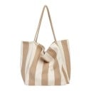 Dámská plátěná taška přes rameno s pruhovaným vzorem Velká měkká nákupní taška Dlouhá ucha Plátno a polyester 39 x 35 x 21 cm 1