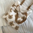 Dámská plátěná taška přes rameno s veselým potiskem Zapínání na zip Vnitřní kapsa Široká hnědá ucha Rozměry 34 x 38 cm Plátno s polyesterem 4