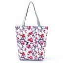 Dámská plátěná taška s květinovým potiskem Prostorný shopper se dvěma šedými uchy a rovným dnem 27 x 38 x 11 cm Plátno a polyester 6
