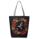 Dámská plátěná taška s květinovým potiskem Prostorný shopper se dvěma šedými uchy a rovným dnem 27 x 38 x 11 cm Plátno a polyester 15