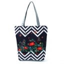 Dámská plátěná taška s květinovým potiskem Prostorný shopper se dvěma šedými uchy a rovným dnem 27 x 38 x 11 cm Plátno a polyester 17