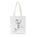 Dámská plátěná taška s minimalistickou kresbou tváří Nákupní taška 35 x 40 cm Ucha 30 cm Bílá taška s jemnou linkovou ilustrací 3