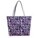 Dámská plátěná taška s potiskem barevných písmen a číslic Prostorná nákupní taška se šedými uchy Plátno a polyester 42 x 30 x 10 cm 2