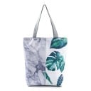 Dámská plátěná taška s potiskem listů monstery Prostorný shopper se dvěma šedými uchy 27 x 38 x 11 cm Plátno a polyester Délka ucha 27 cm 4