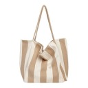 Dámska plátnená taška cez rameno s pruhovaným vzorom Veľká mäkká nákupná taška Dlhé ucha Plátno a polyester 39 x 35 x 21 cm 1
