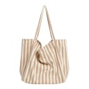 Dámska plátnená taška cez rameno s pruhovaným vzorom Veľká mäkká nákupná taška Dlhé ucha Plátno a polyester 39 x 35 x 21 cm 2