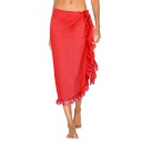Dámska plážová sukňa Zavinovací sarong v dĺžke pod kolená Načechraný volánik pozdĺž okraja Uväzovanie na boku Ľahký priesvitný polyester 3