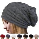 Dámská pletená čepice beanie s volným prodlouženým střihem Plastický vzor pletení Bavlněný materiál Zimní čepice na každodenní nošení 8