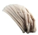 Dámska pletená čiapka beanie s voľným predĺženým strihom Plastický vzor pletenia Bavlnený materiál Zimná čiapka na každodenné nosenie 1