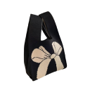 Dámska pletená kabelka s mašľou 20x35 cm polyester bavlnená podšívka kabelka do ruky na každodenné nosenie a drobnosti 2