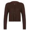 Dámská pletená mikina na zip s kapucí Copánkový vzor Kratší střih Dlouhý rukáv Přední kapsy Žebrované lemy Polyester se spandexem 2