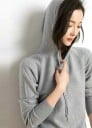 Dámská pletená mikina s kapucí a stahovací šňůrkou Dlouhé raglánové rukávy Žebrované manžety a spodní lem Polyester 1