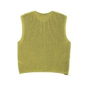 Dámská pletená vesta s výstřihem do V a kapsičkami Jednobarevná stylová vesta se zapínáním na knoflíky Pohodlný polyesterový svetr různých barev 6