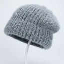Dámská pletená zimní čepice beanie s jemným chlupem Žebrované pletení s ohrnutým lemem Bavlna polyester a vlna Obvod hlavy 55 až 63 cm 4