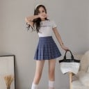 Dámska plisovaná kockovaná sukňa s kraťasmi Mini dĺžka Vysoký pás Polyester s bavlnou Sukňa v školskom štýle na každý deň 10