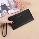 Dámska plochá peňaženka na zips s pútkom na zápästie Psaníčko do ruky z umelej PU kože a polyesteru Rozmer 19 x 10 x 1,5 cm 1