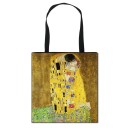 Dámska polyesterová taška s celoplošným potlačom umeleckej malby v secesnom štýle Čierne uši o dĺžke 30 cm Ploché tvar 33,5 x 34,5 cm 4