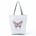 Dámská polyesterová taška s potiskem barevných motýlů a květin Shopper se dvěma šedými uchy a obdélníkovým tvarem 27 x 37 x 8 cm 4