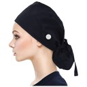 Dámska pracovná čepica nastaviteľná s gombíkom a držiakom copu dĺžka 52 cm polyester modrá pre zdravotníctvo 5