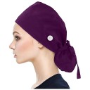 Dámska pracovná čepica nastaviteľná s gombíkom a držiakom copu dĺžka 52 cm polyester modrá pre zdravotníctvo 2