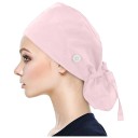 Dámska pracovná čepica nastaviteľná s gombíkom a držiakom copu dĺžka 52 cm polyester modrá pre zdravotníctvo 10