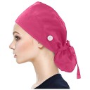 Dámska pracovná čepica nastaviteľná s gombíkom a držiakom copu dĺžka 52 cm polyester modrá pre zdravotníctvo 7
