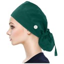 Dámska pracovná čepica nastaviteľná s gombíkom a držiakom copu dĺžka 52 cm polyester modrá pre zdravotníctvo 9