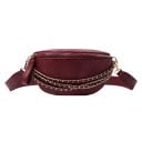 Dámská prošívaná ledvinka s ozdobnými řetízky a širokým popruhem Kosočtverečný vzor Kovový zip PU kůže a polyester 26 x 9 x 15 cm 3