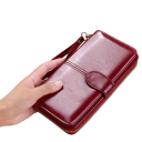 Dámská rozkládací peněženka na zip 10 x 19,5 x 3,5 cm Velká kapacita Syntetická kůže olejovitý vzhled Náramkové pouto 5