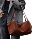 Dámska semišová kabelka cez rameno 34 x 14 x 20 cm Priestranná kožená taška Hovädzia koža bavlna Elegantný mestský doplnok 2