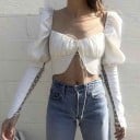 Dámská sexy halenka bílá Polyester bavlna 1