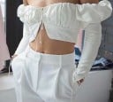 Dámská sexy halenka bílá Polyester bavlna 3