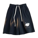 Damska shorts Hög midja Snörning Löst snitt Katttryck Bomull Polyester Enfärgad Sommar Bekväma shorts 4