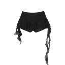 Dámská souprava dvoudílná top se stojáčkem a krajkou a kraťasy s volány polyester bavlna a elastan černá v gotickém stylu na párty i ven 2