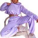 Dámská souprava jednobarevná, tepláky a crop top mikina s kapucí, polyester 3