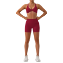 Dámská souprava kraťasy a sportovní podprsenka, jednobarevné, spandex, nylon 9