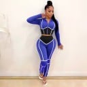 Dámská souprava krátká mikina na zip a přiléhavé kalhoty s vysokým pasem Bílé kontrastní lemování Stojáček Dlouhý rukáv Polyester 8