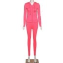 Dámská souprava mikina na zip s kapucí a legíny Přiléhavý střih Dlouhé rukávy Stahovací šňůrky Pružný polyester se spandexem 4